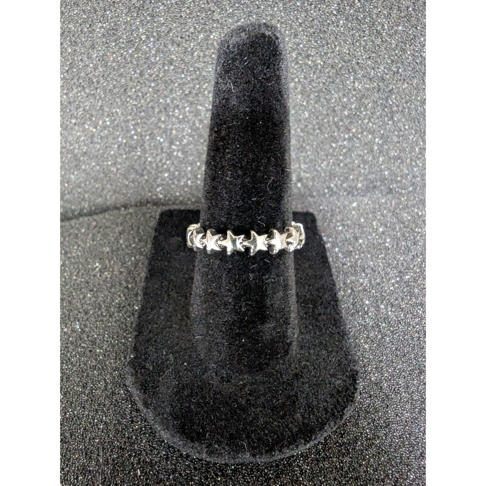 Silver Toned Star Band - Size‎ 6.5